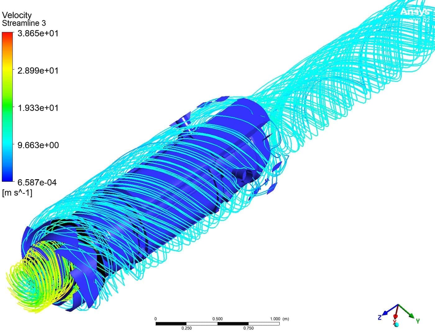 Simulación CFD HIGRA, campo de presión en el rodete de la bomba anfibia
